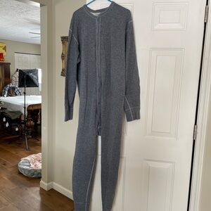 LL Bean Union Suit Mens sz 2XL Gray 2 Layer Long Johns Thermal Wool Canada Made